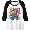 Transformers Retro Optimus Prime 80’s Print Raglan Baseball Tee(Black/White)