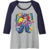 Transformers Retro Optimus Prime 80’s Print Raglan Baseball Tee(Navy Blue/Athletic Heather)