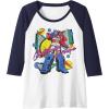 Transformers Retro Optimus Prime 80’s Print Raglan Baseball Tee(Navy Blue/White)