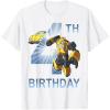 Transformers Bumblebee 4th Birthday T-Shirt Small(White)