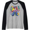 Transformers Retro Optimus Prime 80’s Print Raglan Baseball Tee(Black/Athletic Heather)