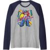 Transformers Retro Optimus Prime 80’s Print Raglan Baseball Tee(Navy Blue/Athletic Heather)