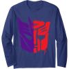 Transformers: War For Cybertron Spray Paint Split Logo Long Sleeve T-Shirt(Navy Blue)