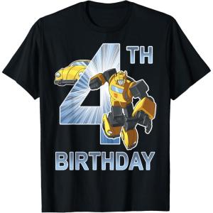 Transformers Bumblebee 4th Birthday T-Shirt Small(Black)