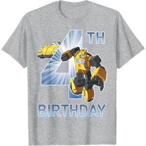 Transformers Bumblebee 4th Birthday T-Shirt Small(Heather Grey)