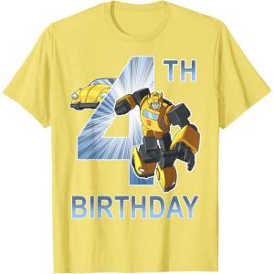 Transformers Bumblebee 4th Birthday T-Shirt Small(Lemon Yellow)