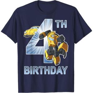 Transformers Bumblebee 4th Birthday T-Shirt Small(Navy Blue)