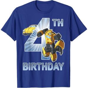 Transformers Bumblebee 4th Birthday T-Shirt Small(Royal Blue)