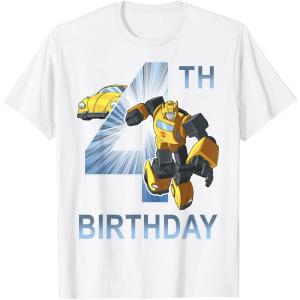 Transformers Bumblebee 4th Birthday T-Shirt Small(White)