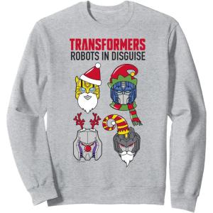 Transformers Christmas Group Shot Dress Up Disguise Sweatshirt(Heather Grey)