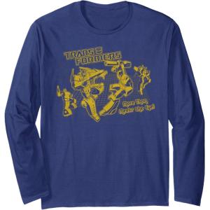Transformers More Than Meets The Eye Battle Grid Long Sleeve T-Shirt(Navy Blue)