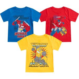 Transformers One Hasbro Boys 3 Pack Short Sleeve T-Shirts for Little Kids(Blue)