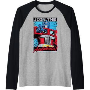 Transformers Optimus Prime Join The Autobots Retro Poster Raglan Baseball Tee(Black/Athletic Heather)