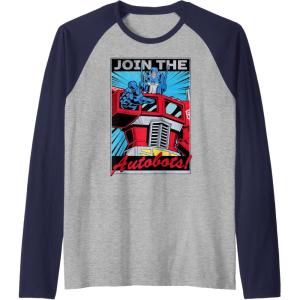 Transformers Optimus Prime Join The Autobots Retro Poster Raglan Baseball Tee(Navy Blue/Athletic Heather)
