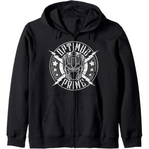 Transformers Optimus Prime Vintage Rock Lightning Logo Zip Hoodie(Black)