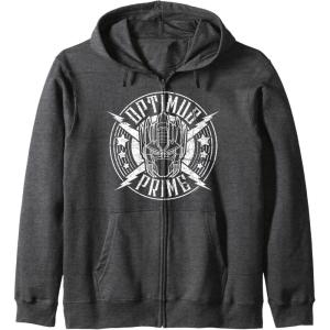 Transformers Optimus Prime Vintage Rock Lightning Logo Zip Hoodie(Dark Heather Grey)