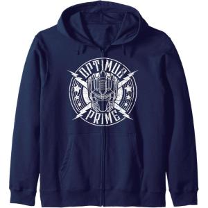 Transformers Optimus Prime Vintage Rock Lightning Logo Zip Hoodie(Navy Blue)