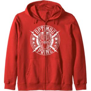 Transformers Optimus Prime Vintage Rock Lightning Logo Zip Hoodie(Red)