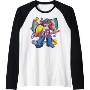 Transformers Retro Optimus Prime 80’s Print Raglan Baseball Tee(Black/White)