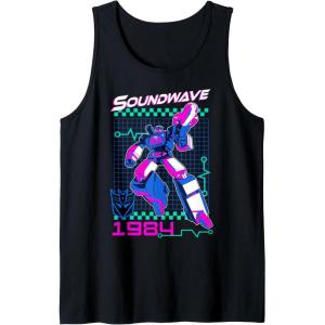 Transformers Soundwave 1984 Retro Grid Logo Tank Top(Black)