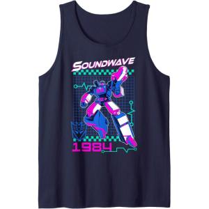 Transformers Soundwave 1984 Retro Grid Logo Tank Top(Navy Blue)