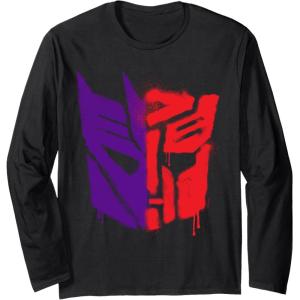Transformers: War For Cybertron Spray Paint Split Logo Long Sleeve T-Shirt(Black)