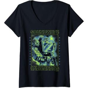 Womens Transformers: War For Cybertron Soundwave Portrait V-Neck T-Shirt(Black)