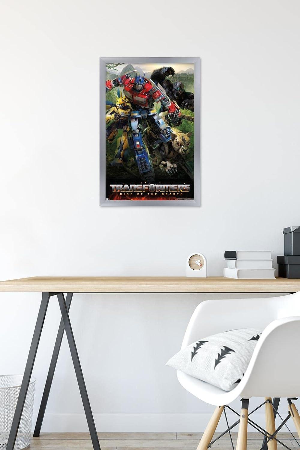 imageHasbro Transformers Rise of the Beasts Big 4 Wall Poster 224Lquot x 147Wquot Silver Framed Version