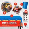 Transformers Birthday Party Supplies – Serves 16 | Transformer Tablecover, Plates, Napkins, Cups, Tattoo Party Favors, Buttons
