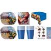 Transformers Birthday Party Supplies Bundle Set – Serves 16 – includes 16 Lunch Plates, 16 Napkins, 16 Cups, 1 Table Cover, 24Tattoos, 1 Dinosaur Sticker Sheet
