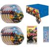 Transformers Birthday Party Supplies Bundle Set for 16 includes 16 Lunch Plates, 1 Plastic Table Cover, 1 Dinosaur Sticker Sheet (Bundle for 16)(Medium)