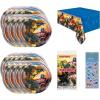 Unique Transformers Party Supplies Bundle Pack includes 16 Dessert Cake Plates, 1 Plastic Table Cover