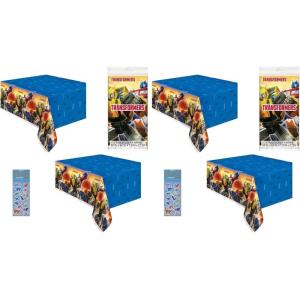 Transformers Birthday Party Supplies Decoration Bundle Pack Includes 2 Rectangular Plastic Table Covers 54″ x 84″ and 1 Dinosaur Sticker Sheet(54 inches x 84 inches (Pack of 2))