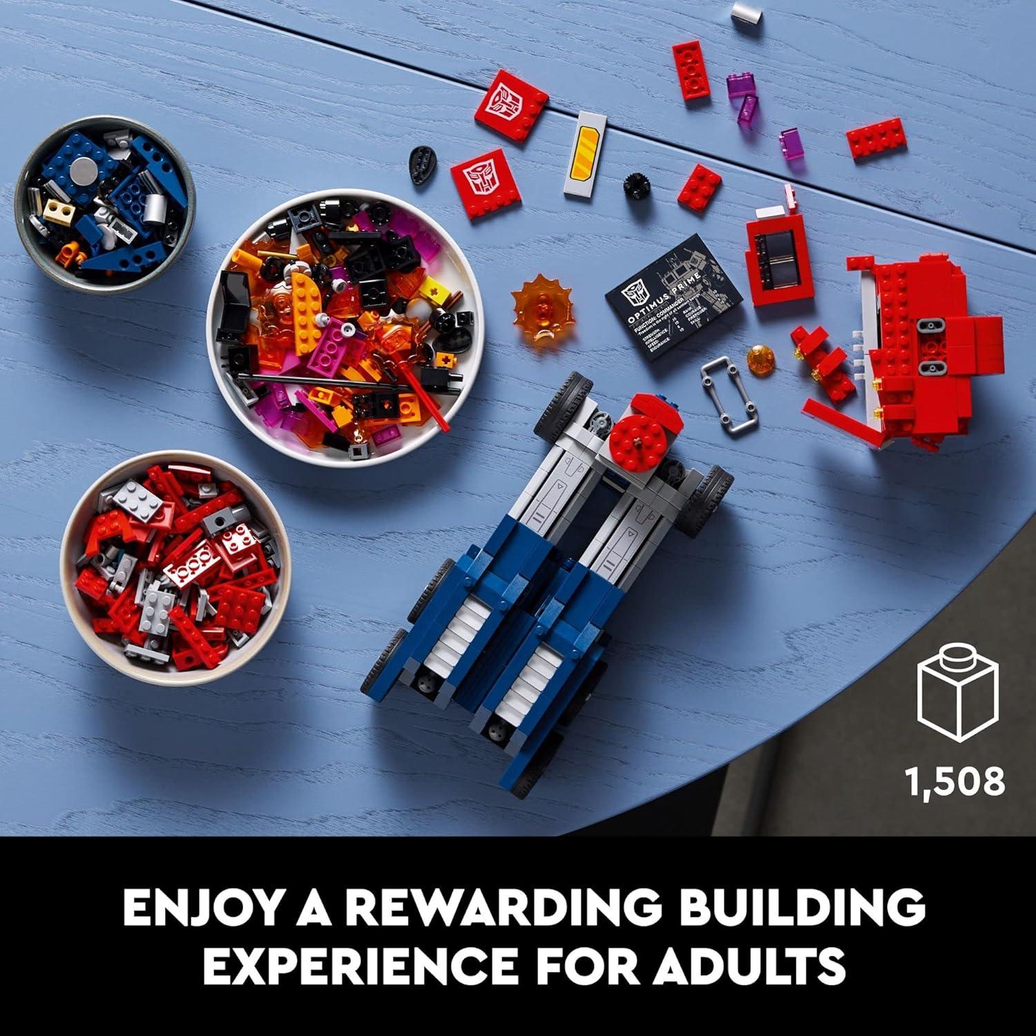 imageLEGO Icons Optimus Prime 10302 Transformers Figure Set Collectible Transforming 2in1 Robot and Truck Model Building Kit for Adults Perfect for Display or PlayFrustrationFree Packaging