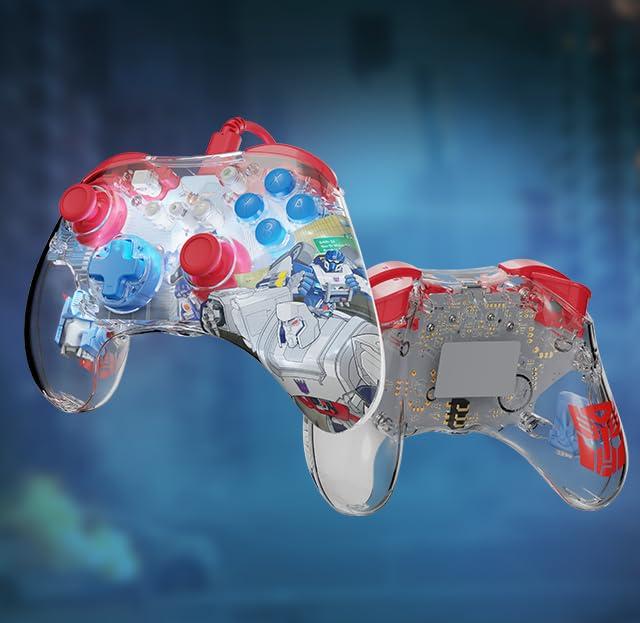 imagePDP REALMz Nintendo Switch Pro Controller Customizable LED Lighting 35mm Headphone Jack Officially Licensed by Nintendo and Hasbro Transformers Optimus Prime City BattleOptimus Prime