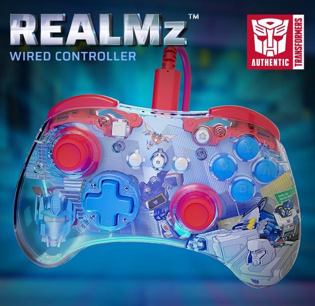 imagePDP REALMz Nintendo Switch Pro Controller Customizable LED Lighting 35mm Headphone Jack Officially Licensed by Nintendo and Hasbro Transformers Optimus Prime City BattleOptimus Prime