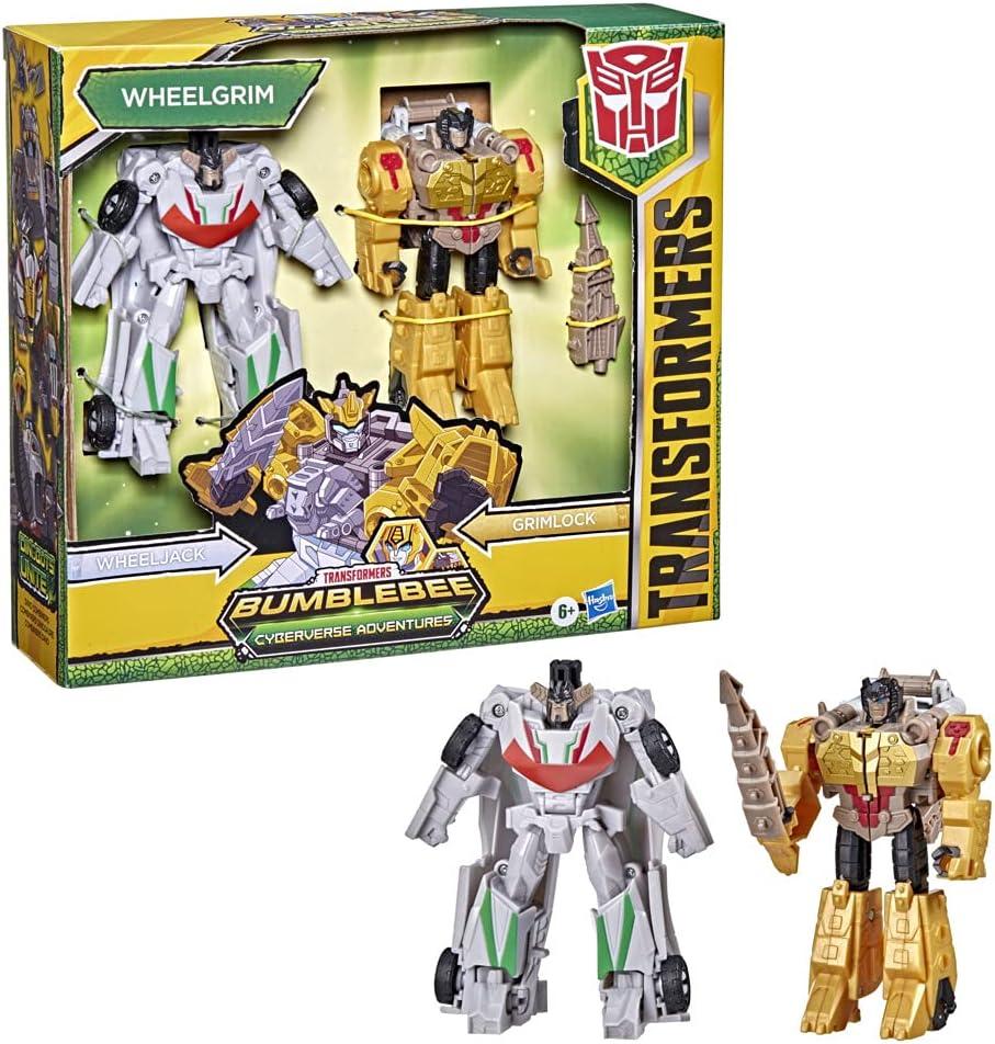 imageTransformers Bumblebee Cyberverse Adventures Dinobots Unite Toys Dino Combiners Bumbleswoop 2Pack Action Figures Ages 6 and Up 45inchWheelgrim 2Pack