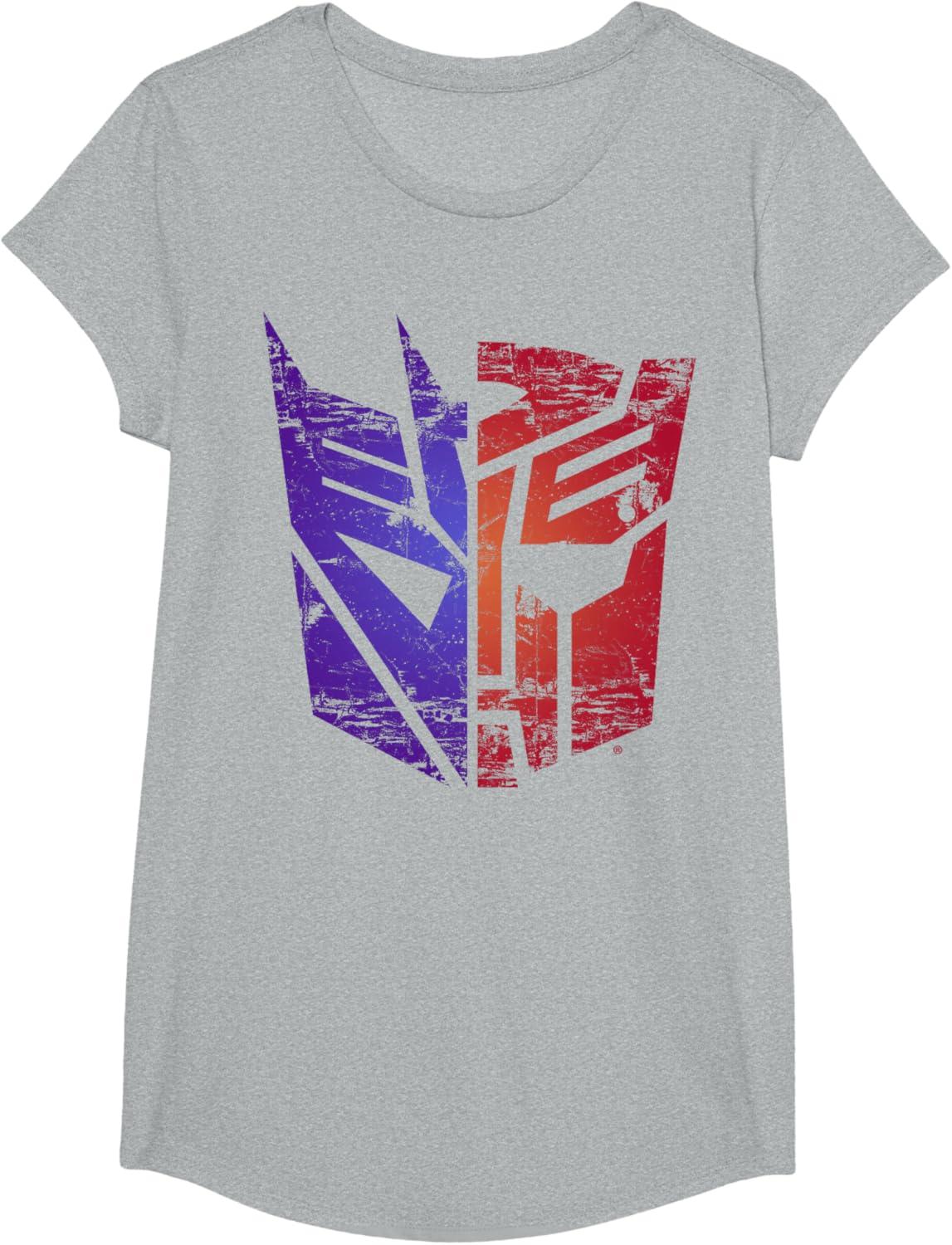 imageTransformers Decepticon Autobot Distressed Split Logo TShirtHeather Grey