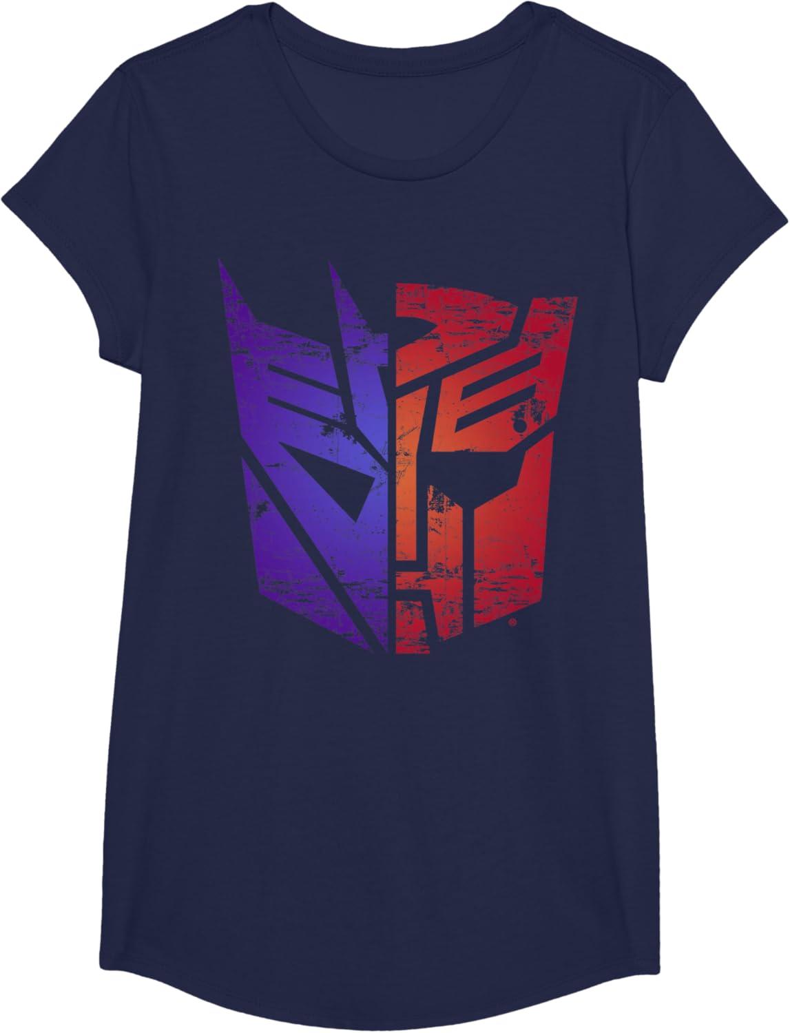 imageTransformers Decepticon Autobot Distressed Split Logo TShirtNavy Blue