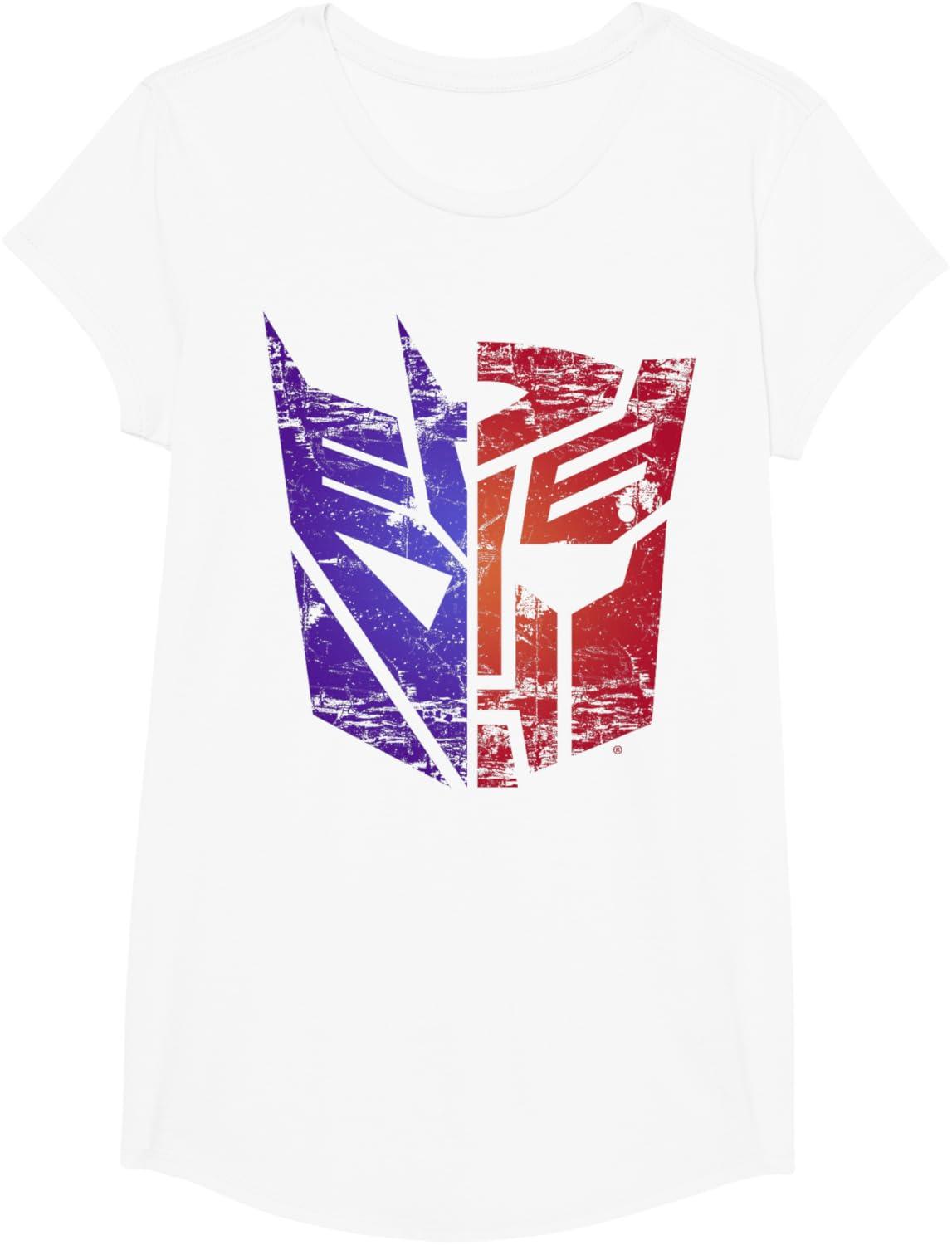 imageTransformers Decepticon Autobot Distressed Split Logo TShirtWhite