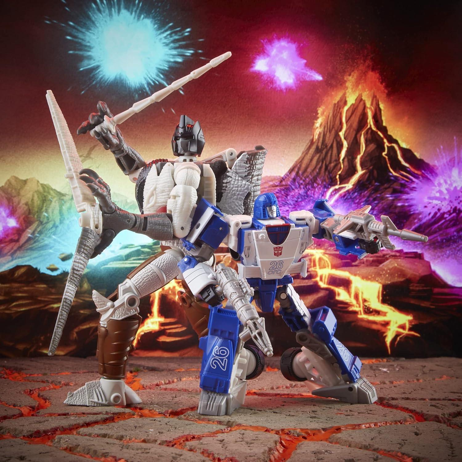 imageTransformers Toys Generations Kingdom Battle Across Time Collection Deluxe WFCK40 Autobot Mirage ampamp Maximal Grimlock Age 8 and Up 55inch Amazon Exclusive