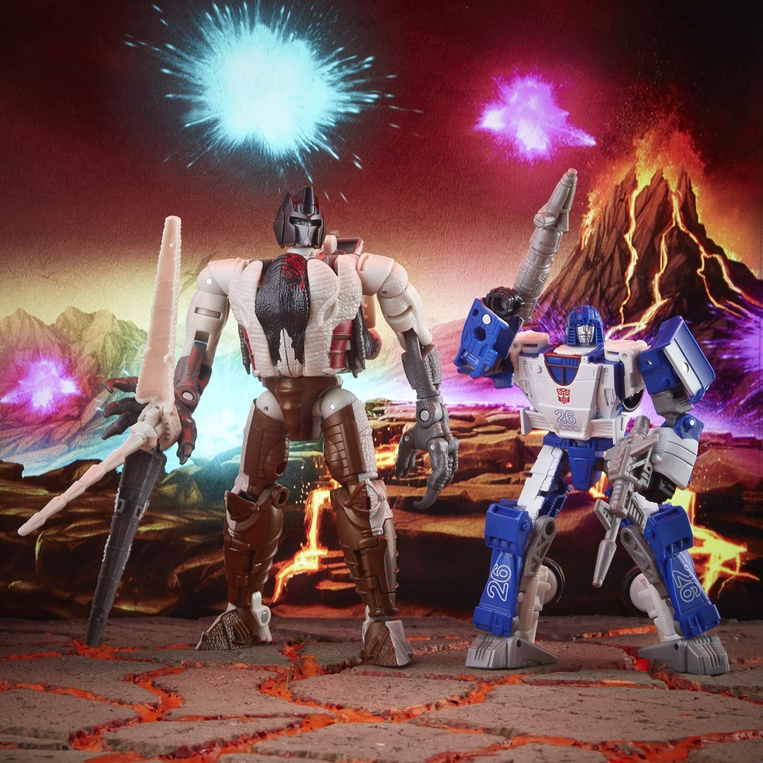 imageTransformers Toys Generations Kingdom Battle Across Time Collection Deluxe WFCK40 Autobot Mirage ampamp Maximal Grimlock Age 8 and Up 55inch Amazon Exclusive