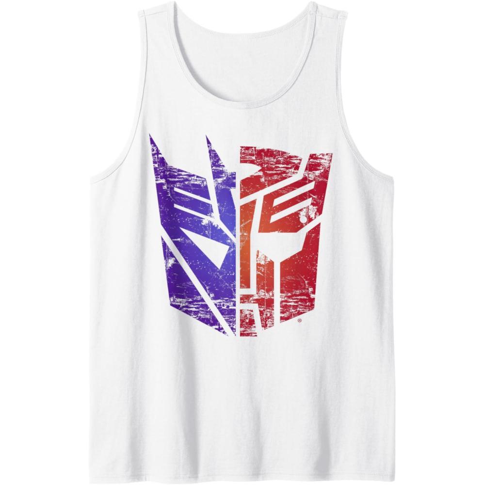 imageTransformers Decepticon Autobot Distressed Split Logo Tank TopWhite