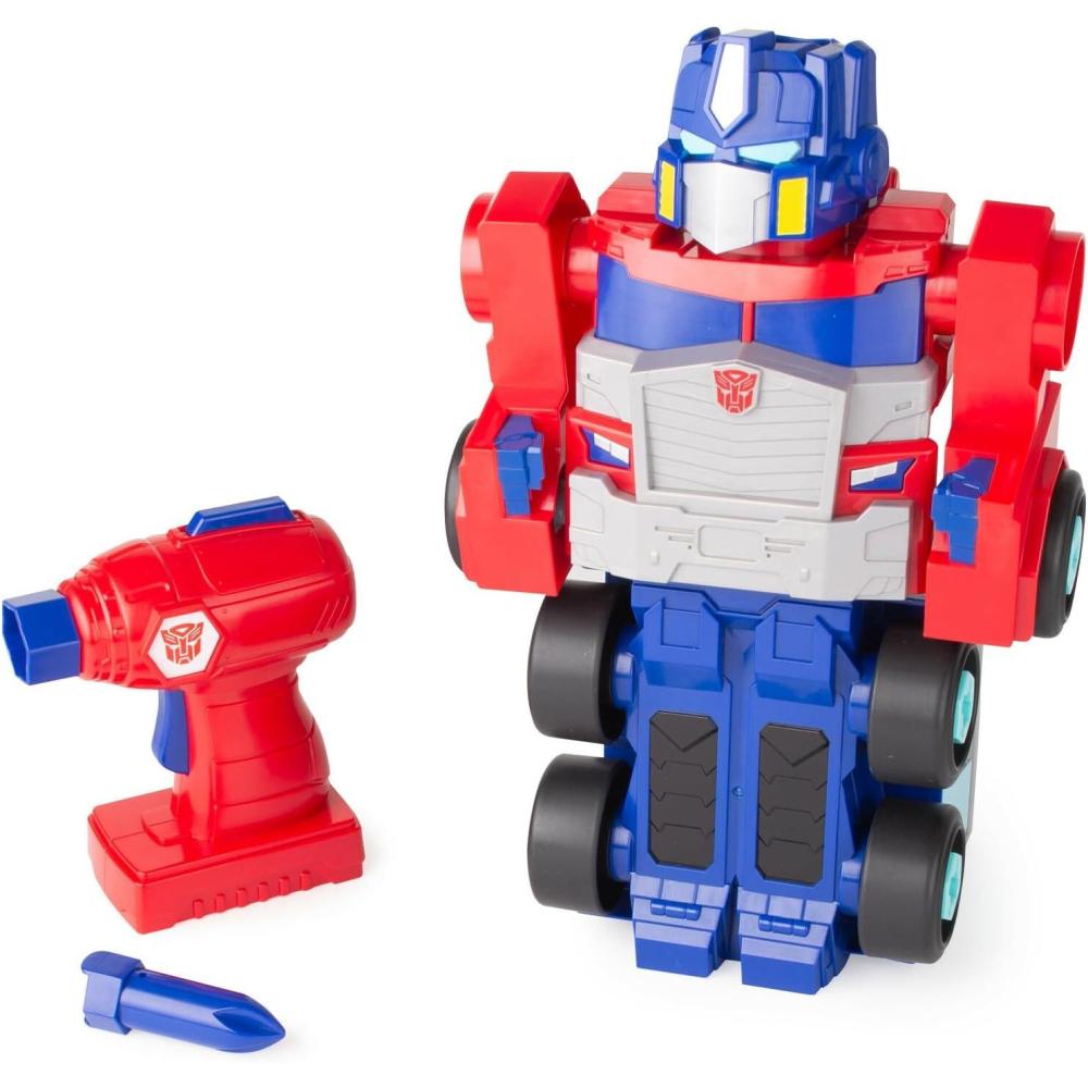 imageTransformers Optimus Prime Building Toys STEM Toys Including Toy Electric Drill and AA Batteries Transformers Toys Robot Building Toys Ages 18 Months and UpRed