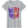 Transformers Decepticon Autobot Distressed Split Logo T-Shirt(Heather Grey)
