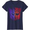 Transformers Decepticon Autobot Distressed Split Logo T-Shirt(Navy Blue)
