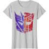 Transformers Decepticon Autobot Distressed Split Logo T-Shirt(Silver Grey)