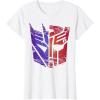 Transformers Decepticon Autobot Distressed Split Logo T-Shirt(White)