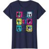 Transformers Group Shot Bright Neon Box Up Characters T-Shirt(Navy Blue)