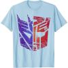 Transformers Decepticon Autobot Distressed Split Logo T-Shirt(Baby Blue)
